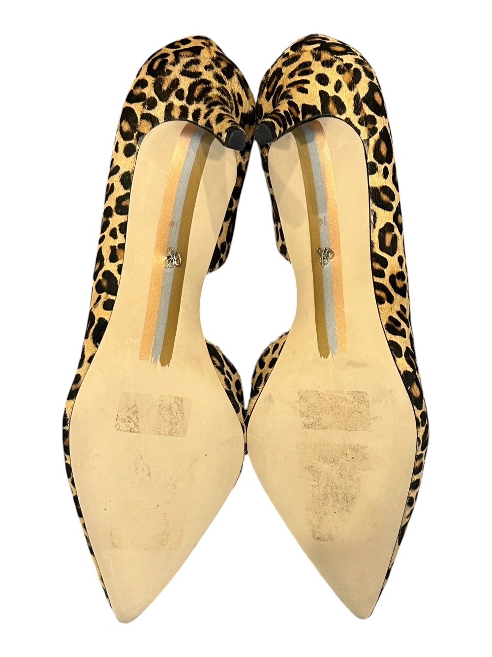 Sam Edelman Jari Leopard Printed Calf Hair on Leather D’Orsay Pointed Pumps 10 - Picture 7 of 8